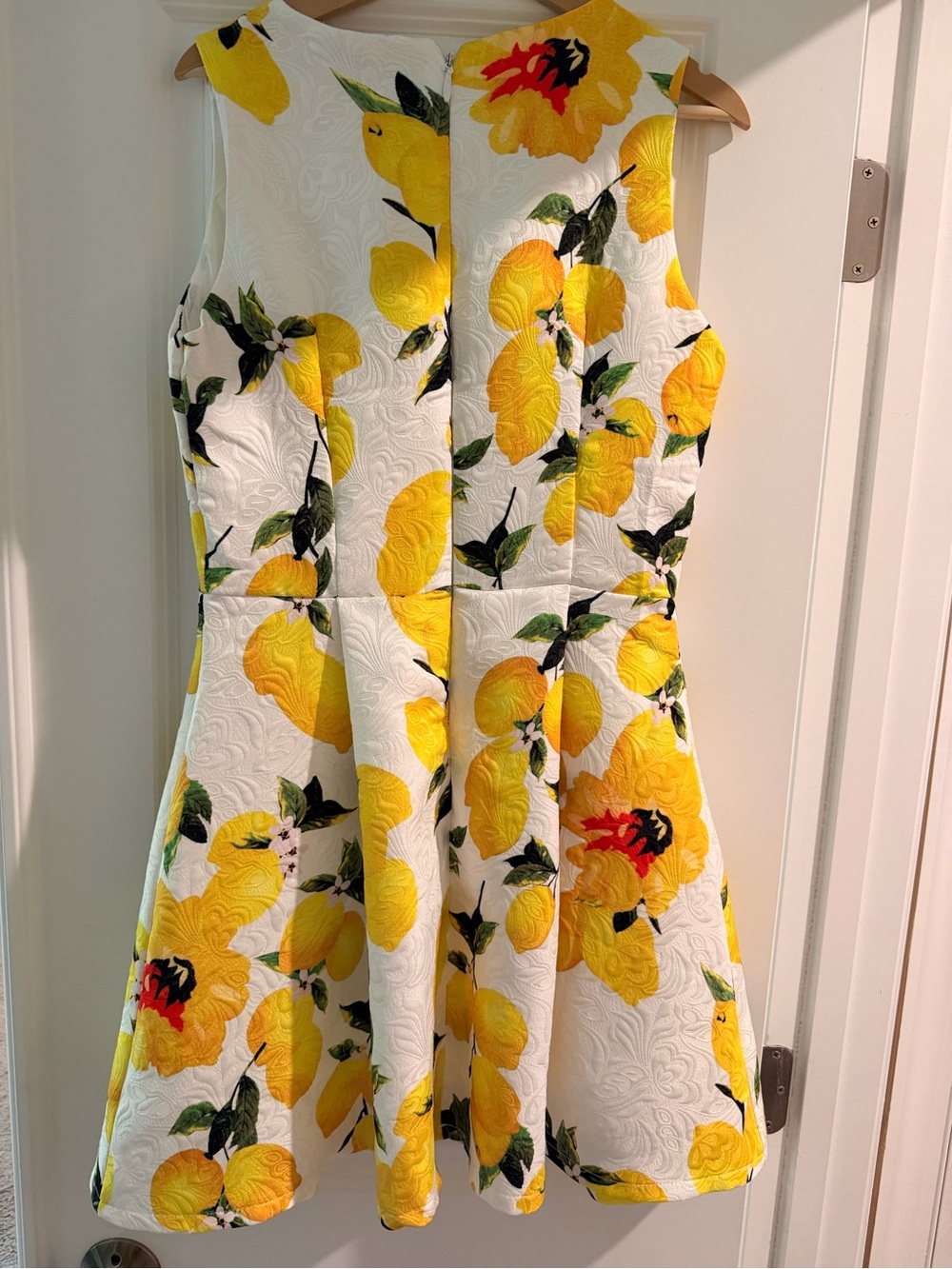 Yellow Floral Textured Fit-and-Flare Mini Dress